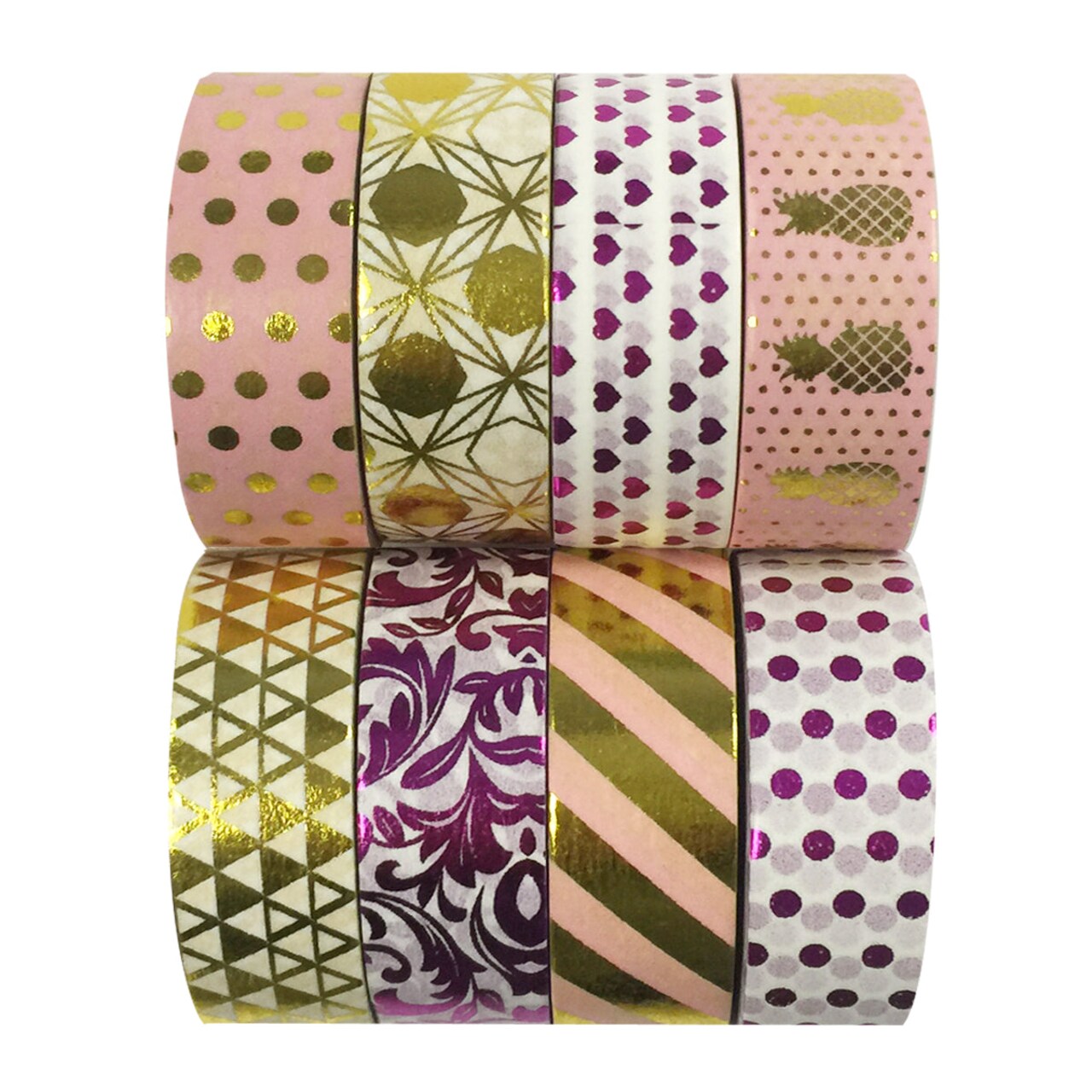 Wrapables Metallic Foil Washi Masking Tape Collection (Set of 8), 08WPSET05